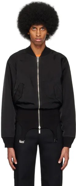 Черный двусторонний бомбер в рубчик Dion Lee