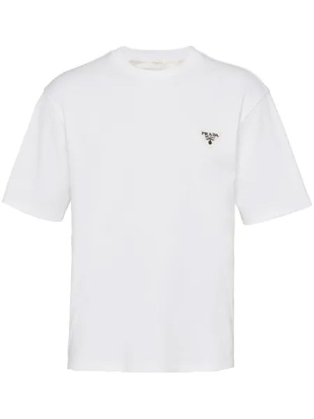 Prada triangle-logo cotton T-shirt, белый
