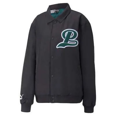 Puma Team Bomber Button Down Jacket Мужская черная повседневная спортивная верхняя одежда 5391750