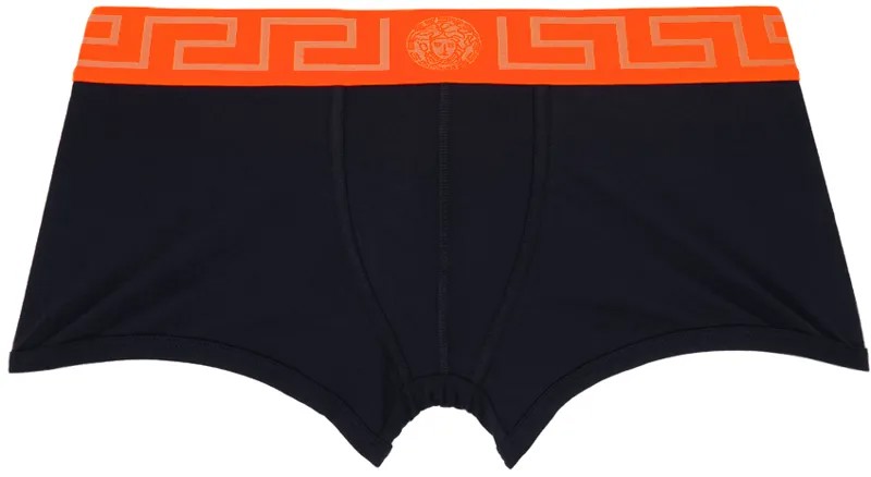 Темно-синие и оранжевые боксеры Greca Border Versace Underwear