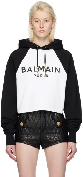 Черно-белое худи реглан Balmain