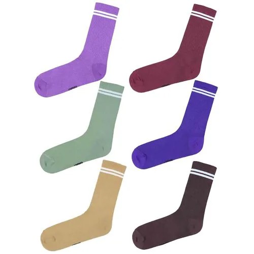 Набор носков 6 пар 36-41 цветные спортивные подарок детские женские мужские модные принт смешные веселые хлопок гетры высокие теплые для бега