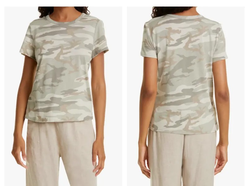 RAILS Светлая камуфляжная футболка Laurel с короткими рукавами, облегающая футболка с круглым вырезом, S 4/6