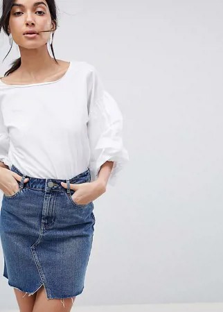 Синяя выбеленная джинсовая мини‑юбка ASOS DESIGN Tall-Голубой