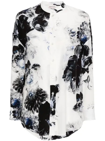 Alexander McQueen рубашка Chiaroscuro с цветочным принтом, белый