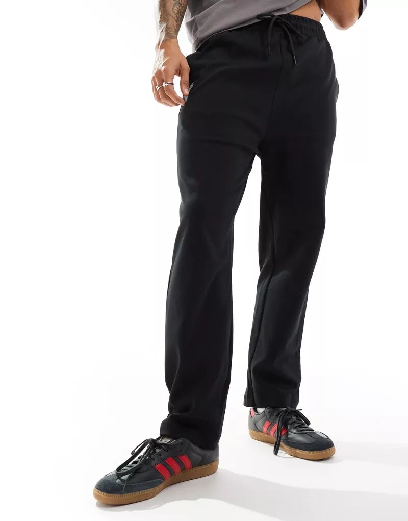 Pull&Bear черные прямые брюки прямого кроя