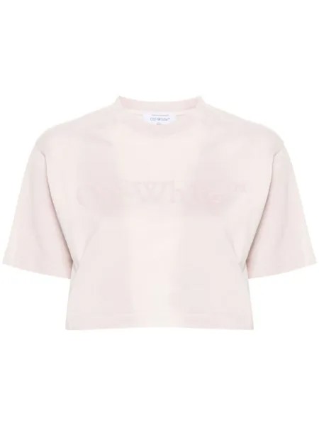 Off-White укороченная футболка с логотипом, розовый