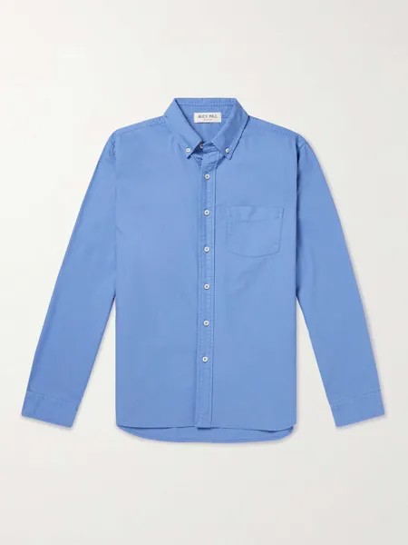 Хлопковая оксфордская рубашка с воротником на пуговицах ALEX MILL, синий