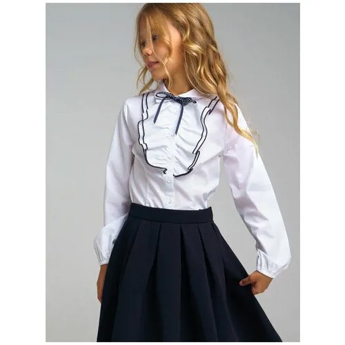 Школьная блуза playToday, на пуговицах, размер 128, синий