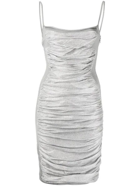 Приталенное платье с эффектом металлик Dion Lee, серебристый