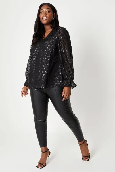 Шифоновая блузка с длинными рукавами Curve Heart Dorothy Perkins, черный