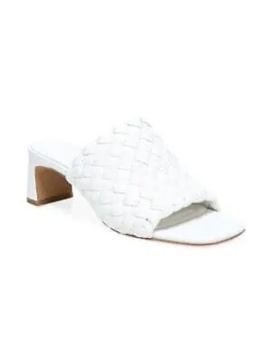 ВИНС. Женские белые кожаные туфли-мюли Penley на блочном каблуке без шнуровки на каблуке, 11 м