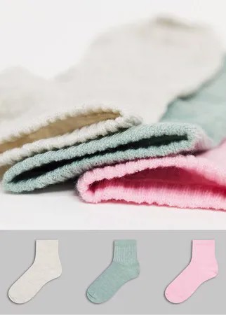 Набор из 3 пар меланжевых носков в рубчик ASOS DESIGN-Многоцветный