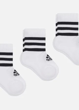 Комплект носков adidas Performance 3-Pack 3-Stripes Cushioned, цвет белый, размер 25-27 EU