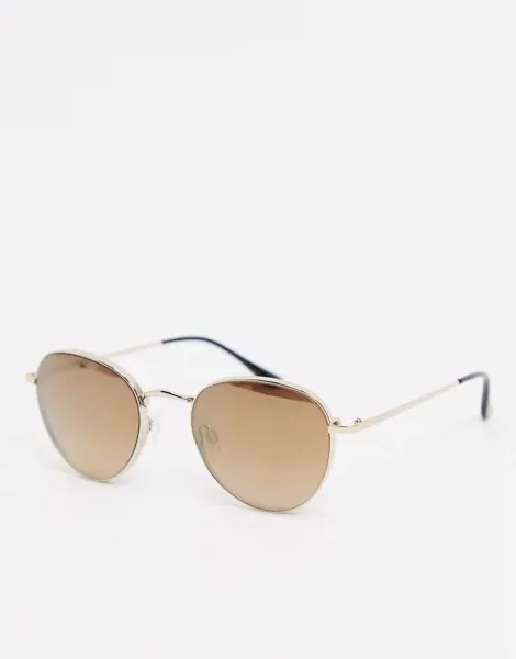 Круглые солнцезащитные очки в золотистой оправе Esprit-Золотой