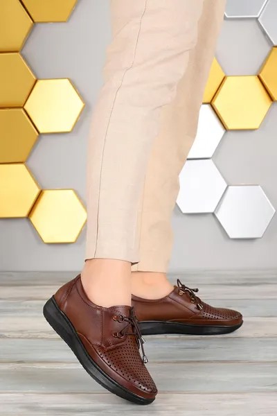 Удобные повседневные туфли для мам на специальном гелевом каблуке Y404 Woggo, шоколадно-коричневый