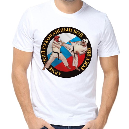 Футболка армейский рукопашный бой, размер (62)6XL, белый