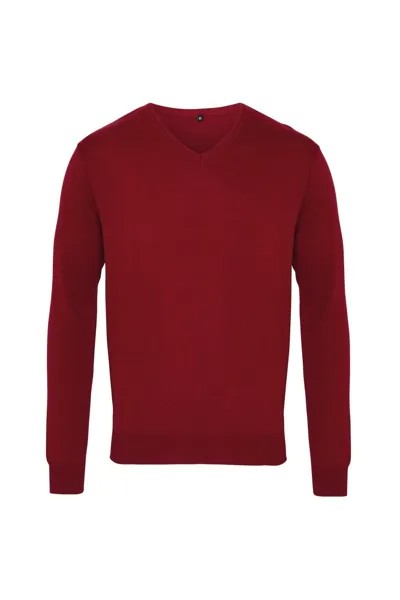 Вязаный свитер с V-образным вырезом Premier, красный
