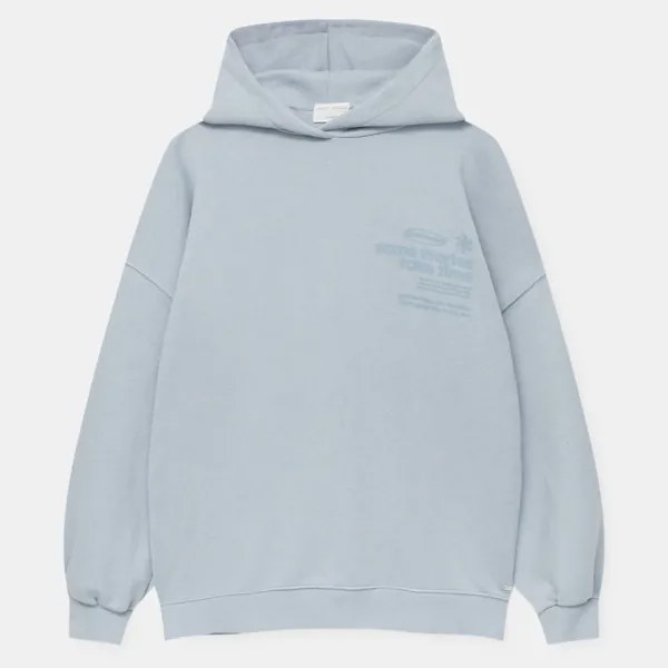 Худи Pull&Bear Slogan Print, светло-голубой