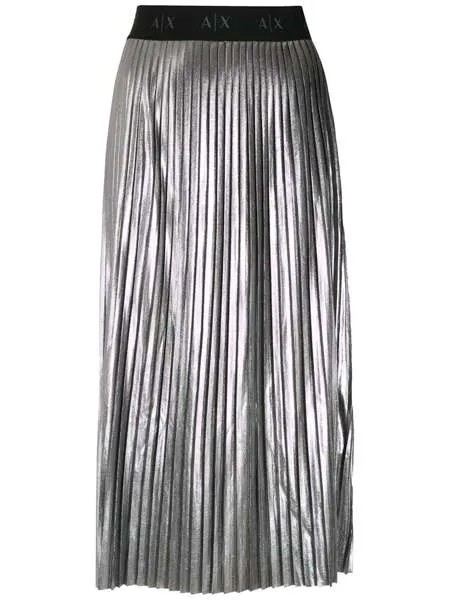 Armani Exchange плиссированная юбка с эффектом металлик