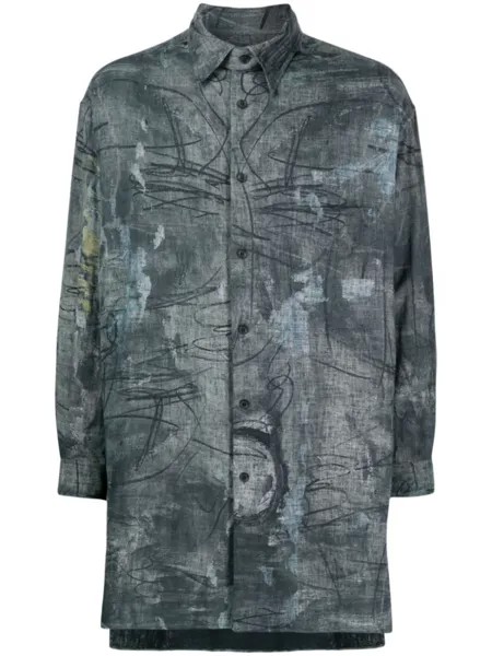 Yohji Yamamoto рубашка O-ASakura с длинными рукавами, зеленый