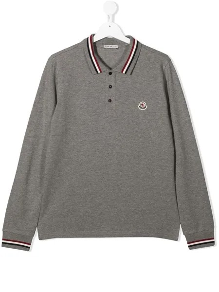 Moncler Enfant рубашка поло с длинными рукавами и нашивкой-логотипом