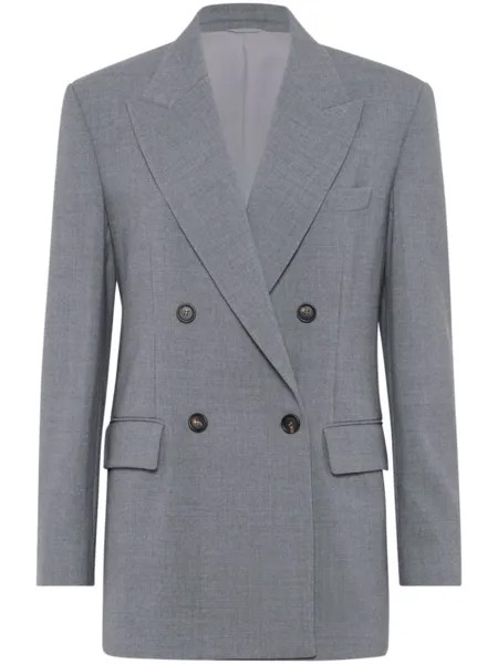 Brunello Cucinelli двубортный шерстяной пиджак, серый