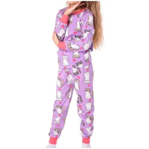 Пижама Bonito для девочек, брюки с манжетами, рукава с манжетами, размер 2, фиолетовый