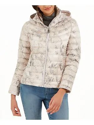CALVIN KLEIN Женская бежевая зимняя куртка-пуховик с карманами на молнии и капюшоном, пальто S
