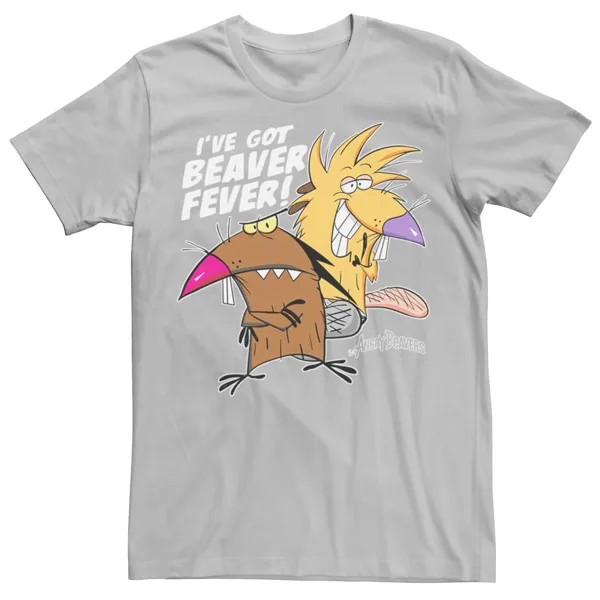 Мужская футболка Angry Beavers I've Got Beaver Fever с портретом Licensed Character, серебристый