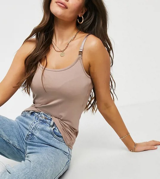 Коричневая майка для кормящих мам с бретелями на застежках ASOS DESIGN Maternity-Зеленый цвет