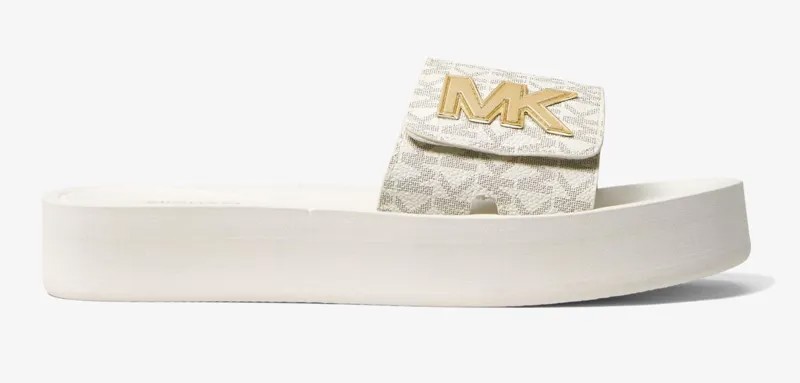 Сандалии шлепки на платформе Michael Michael Kors Logo, кремовый/золотой