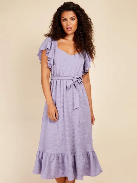 Платье миди с фактурной оборкой Little Mistress Iris, фиолетовый