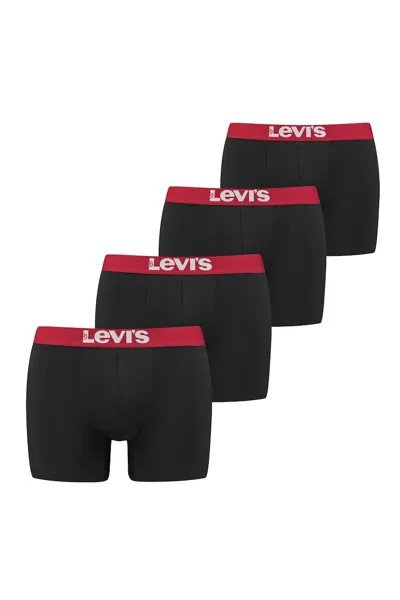 Боксеры с логотипом на поясе, 4 пары Levi'S, красный