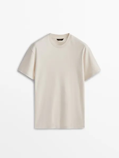 Футболка из 100% хлопка Massimo Dutti, кремовый (Размер M)