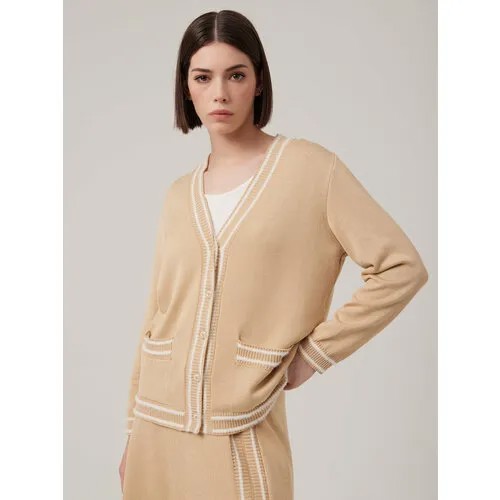 Кардиган ELEGANZZA, размер 44, , бежевый/белый