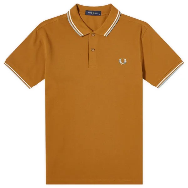 Поло Fred Perry Twin Tipped Polo, цвет Dark Caramel, Snow White & Silver Blue