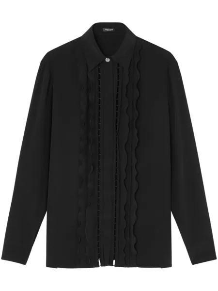 Versace рубашка с длинными рукавами и оборками, черный