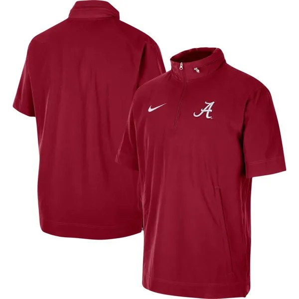 Мужская куртка Crimson Alabama Crimson Tide Coaches с молнией до половины и короткими рукавами Nike