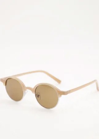 Круглые солнцезащитные очки бежевого цвета в стиле ретро унисекс AJ Morgan-Светло-бежевый цвет