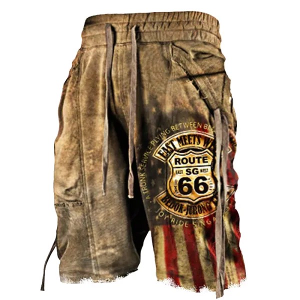 Мужские повседневные тактические шорты Route 66 с принтом американского флага