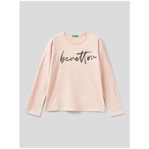 Лонгслив UNITED COLORS OF BENETTON, хлопок, размер 150 (XL), розовый