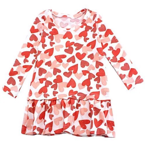 7030-201 Платье для девочки Trend, размер 98-56(28), цвет белый/сердечки (код цвета 4031)