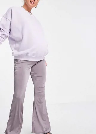 Эксклюзивные расклешенные брюки пыльно-лилового цвета с посадкой над животиком ASOS DESIGN Maternity-Фиолетовый цвет