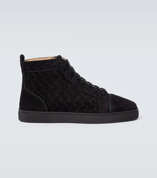 Высокие замшевые кроссовки Louis Christian Louboutin, черный