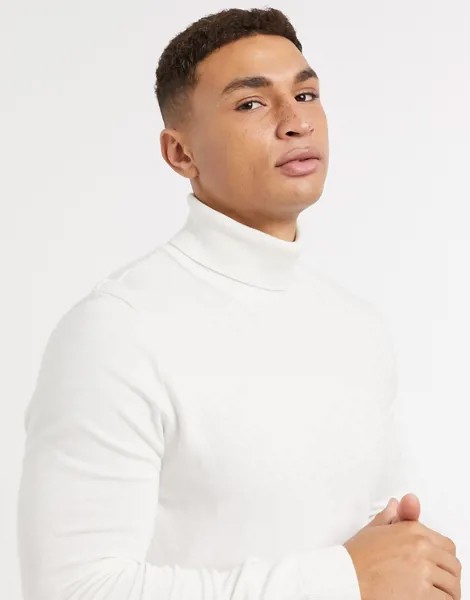 Белый вязаный джемпер-водолазка Topman