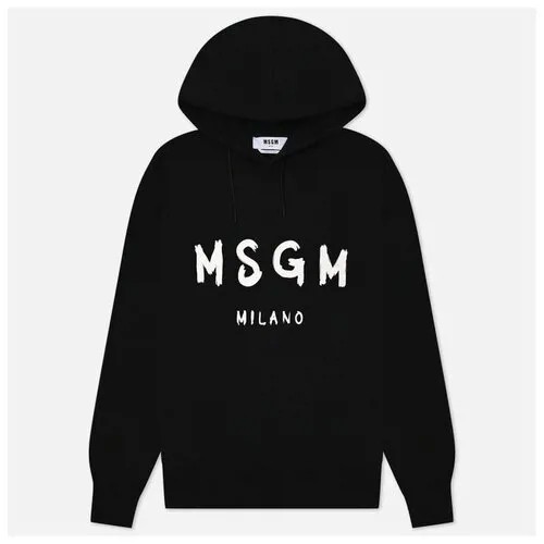 Мужская толстовка MSGM MSGM Milano Logo Unbrushed Hoodie чёрный , Размер S