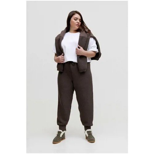 Брюки вязаные костюмные, серо-коричневые (2XL)