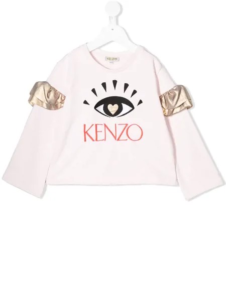 Kenzo Kids толстовка с оборками на рукавах и вышивкой