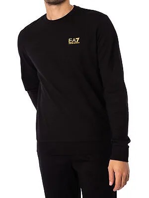 Мужская толстовка с логотипом на груди EA7, черная